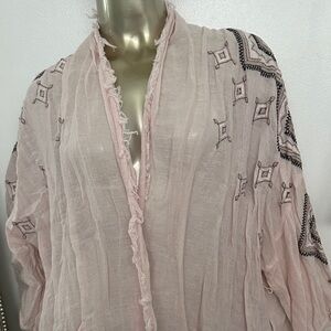Free People Pink Isabella Embroidered Tunic size M